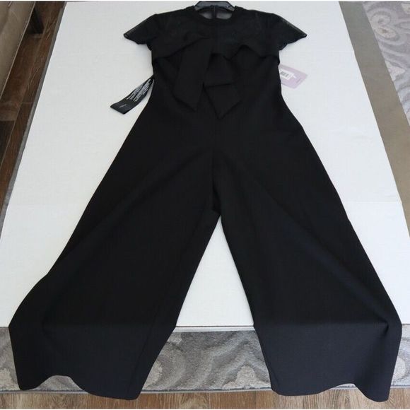 JS Collections 8642237 Women Sz 4 Black Illusion-Yoke Twist-Front Jumpsuit $228 - Picture 7 of 12